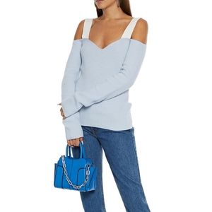 NWOT Helmut Lang Cold-shoulder ribbed-knit sweater